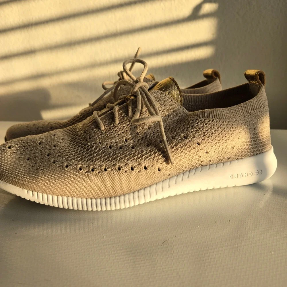 Cole Haan 2 ZEROGRAND Stitchlite Oxford Knit Sneakers Tan Gold Women‎ US 7 B